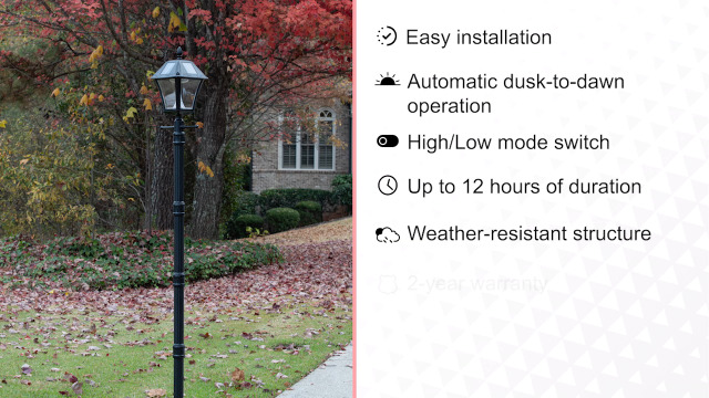 Gama Sonic Black Outdoor Solar Baytown II EZ Anchor Lamp Post